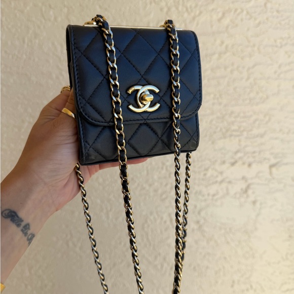 CHANEL Black Lambskin Mini Trendy CC Bag Gold Hardware - Picture 2 of 9